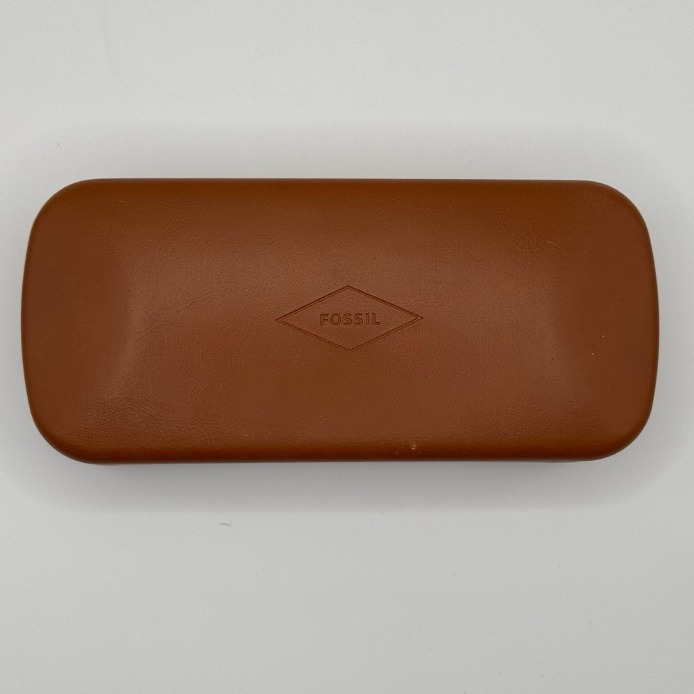 Fossil Eyeglass Case - Brown with Navy Interior